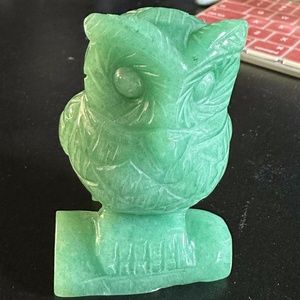 Green Aventurine Owl Journey Of Jewels Abundance Animal Sz 3" X 2" In Good Condi